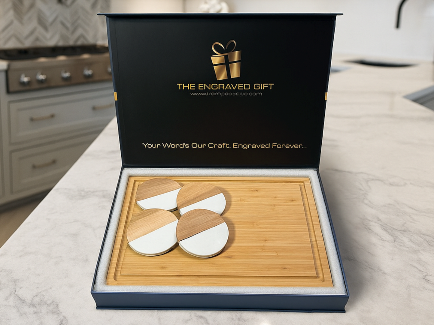 Personalized Bamboo Cutting Board with Elegant Gift Box